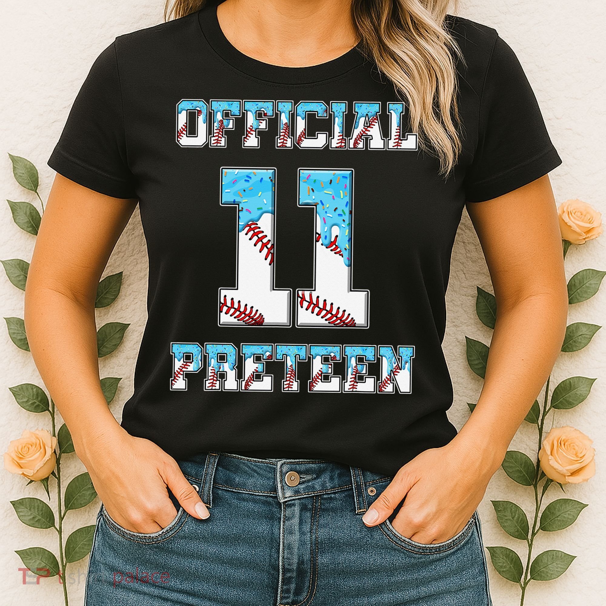 11th Birthday Baseball Drip Preteen Women's T-Shirt
