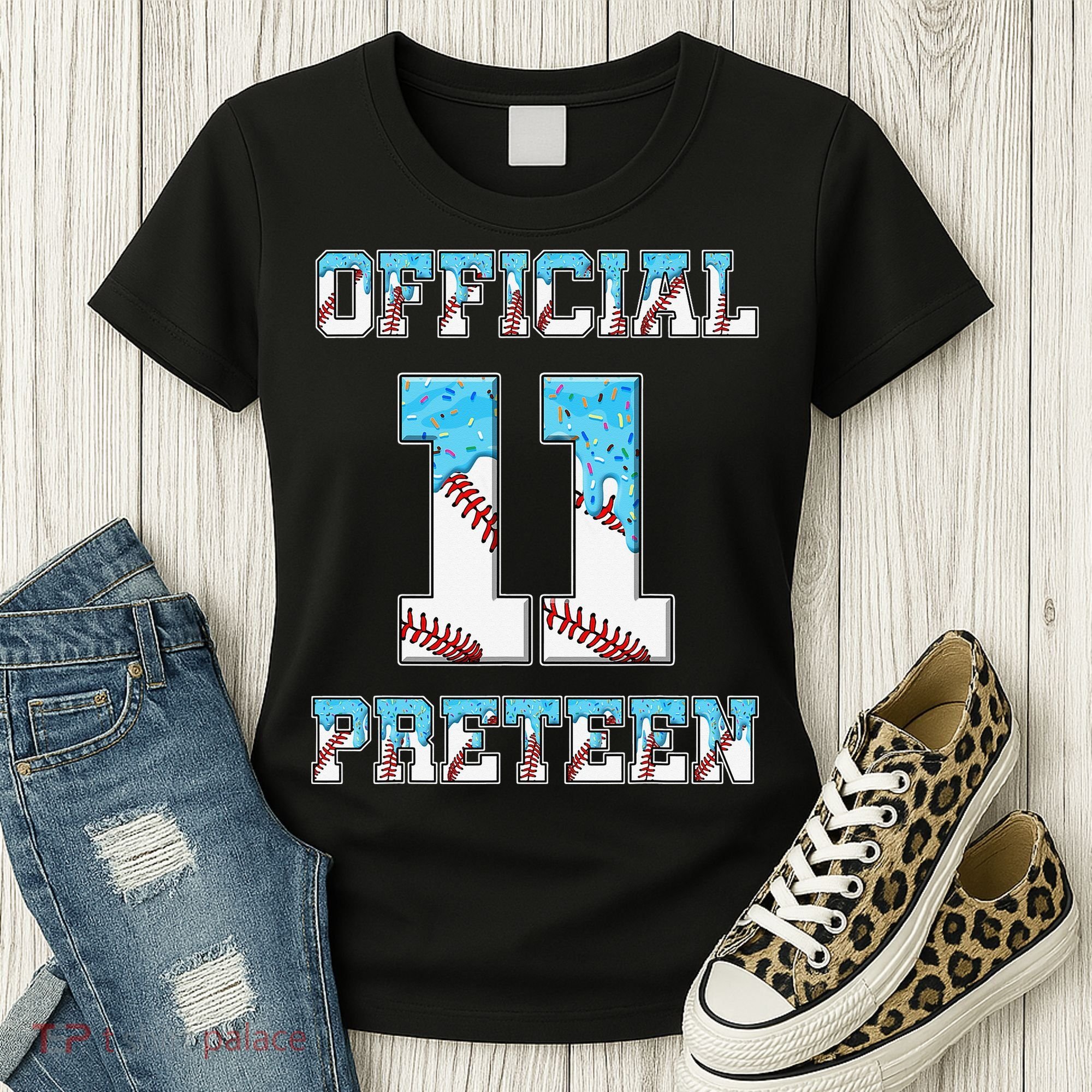 11th Birthday Baseball Drip Preteen Women's T-Shirt