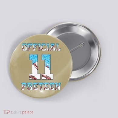 11th Birthday Baseball Drip Preteen Button