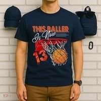 13th Birthday Basketball Funny 13 Years Old T-Shirt thumb 6