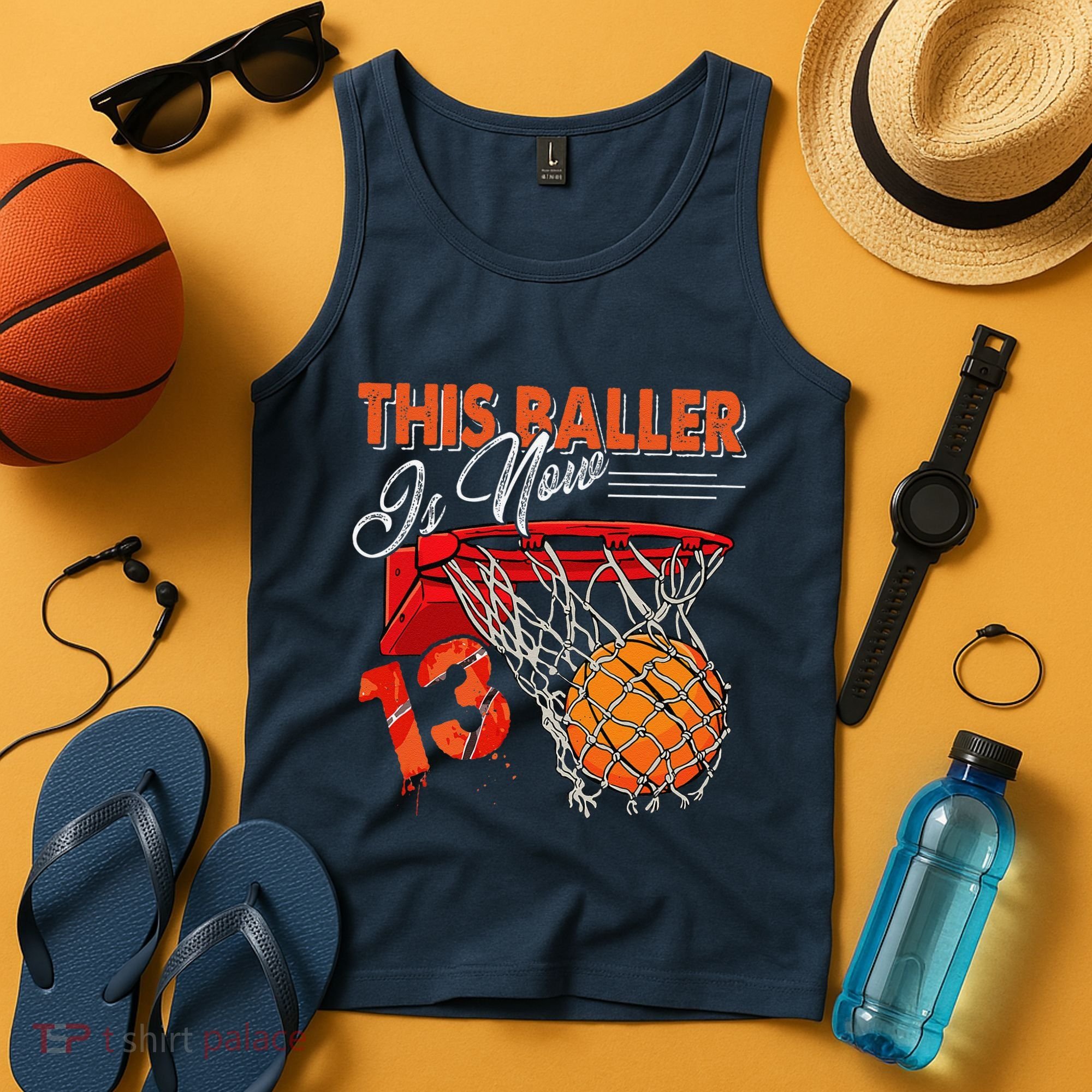 13th Birthday Basketball Funny 13 Years Old Tank Top