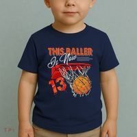 13th Birthday Basketball Funny 13 Years Old Toddler T-Shirt thumb 2