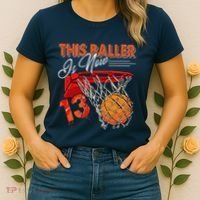 13th Birthday Basketball Funny 13 Years Old Women's T-Shirt thumb 2