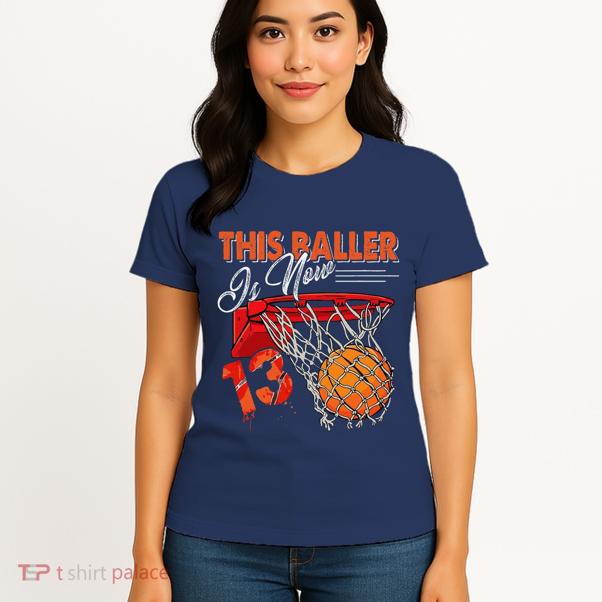 13th Birthday Basketball Funny 13 Years Old Women's T-Shirt