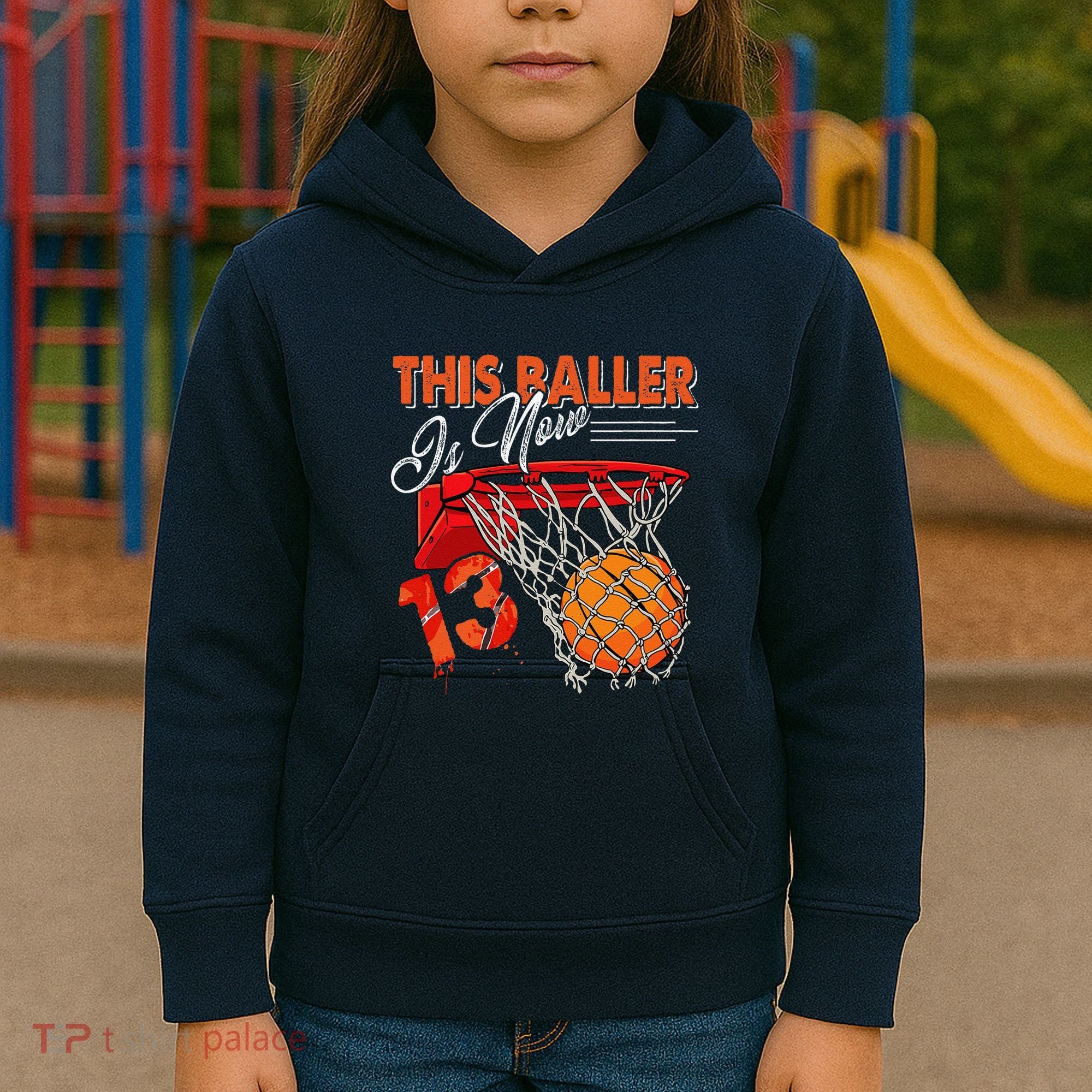 13th Birthday Basketball Funny 13 Years Old Kids Hoodie