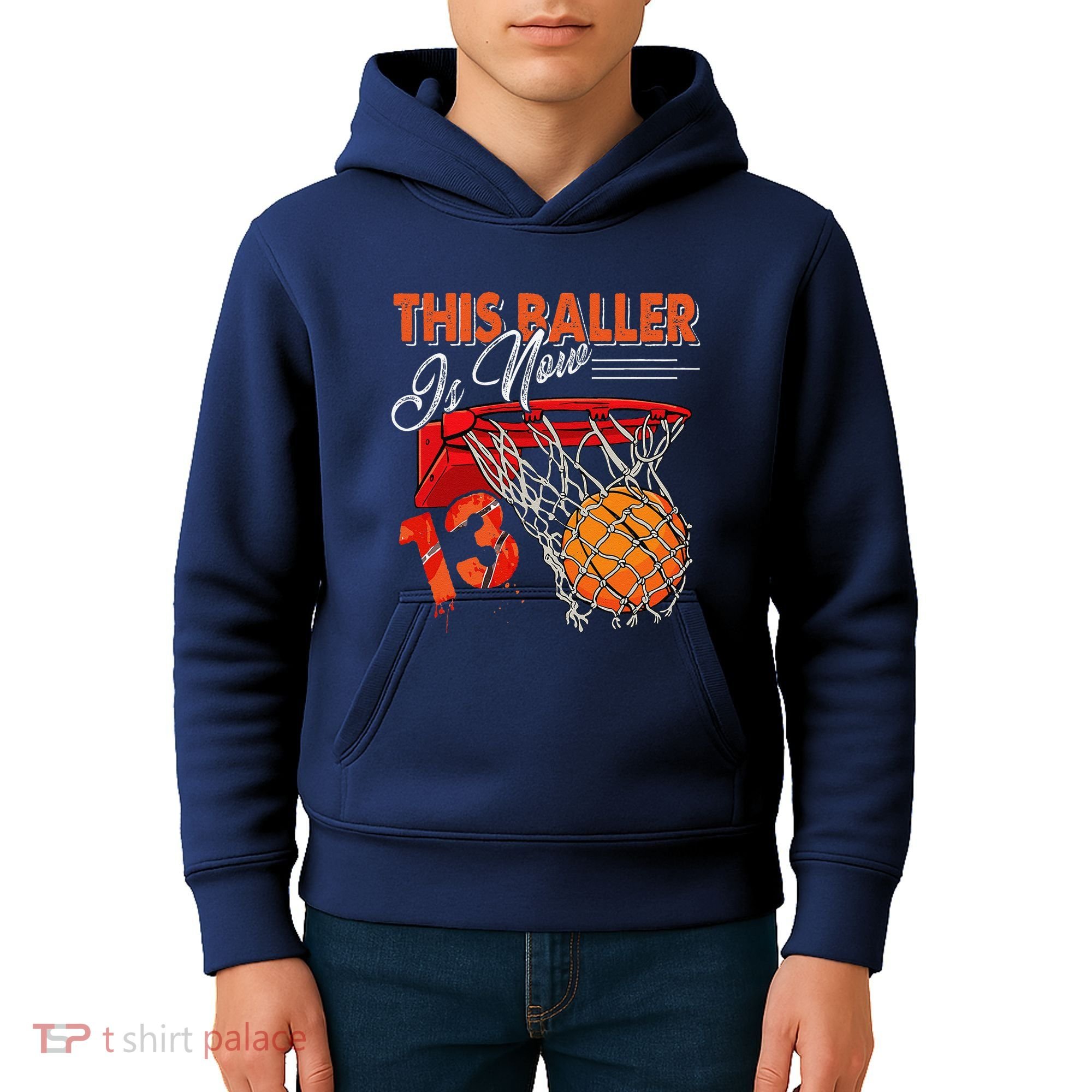 13th Birthday Basketball Funny 13 Years Old Kids Hoodie