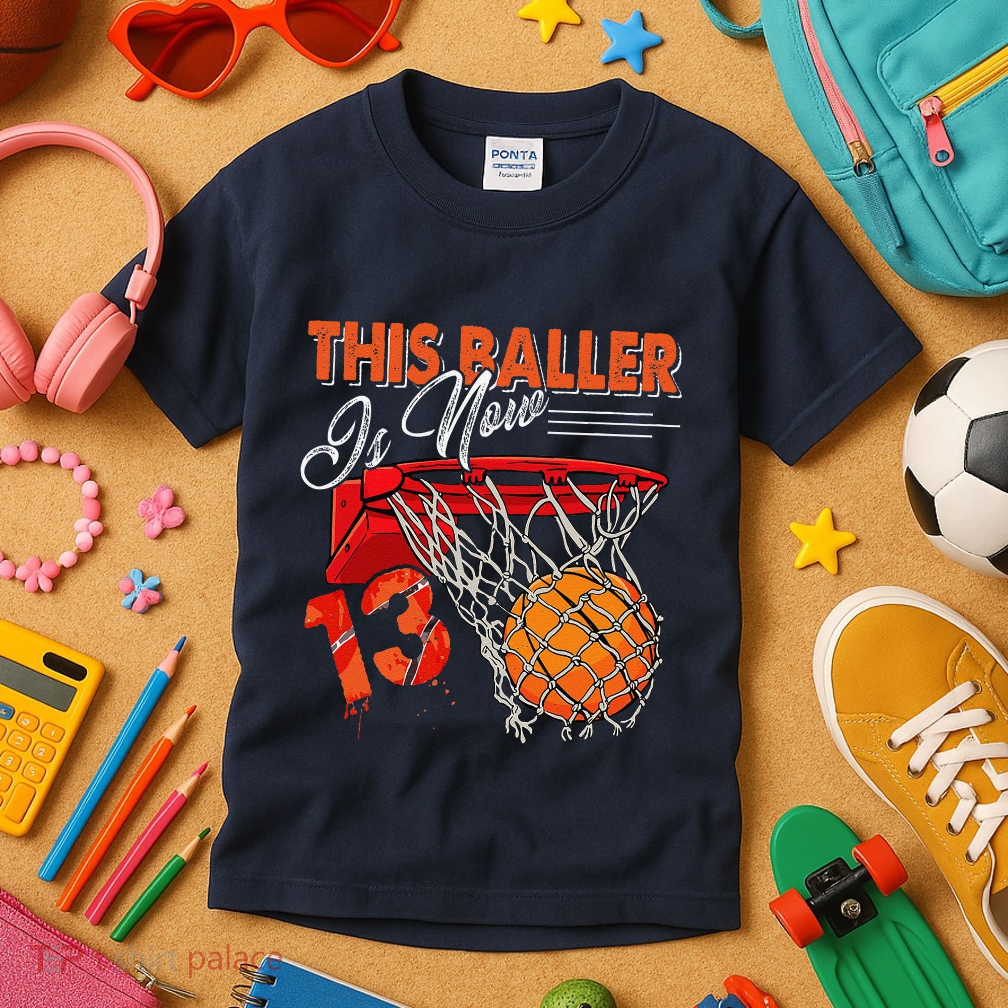 13th Birthday Basketball Funny 13 Years Old Kids T-Shirt