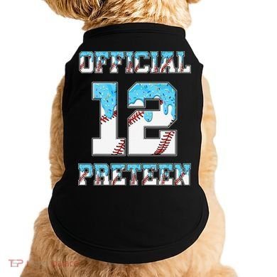 12th Birthday Baseball Drip Preteen Doggie Tank