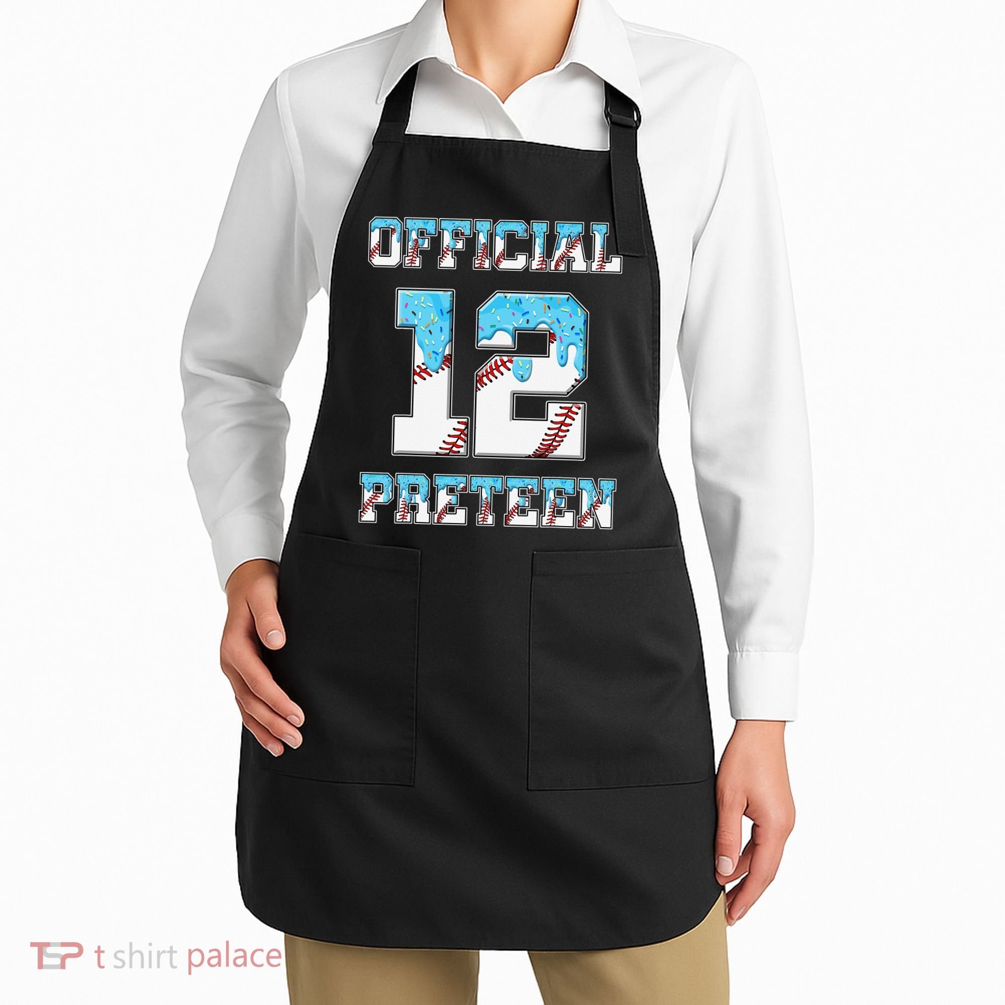 12th Birthday Baseball Drip Preteen Apron