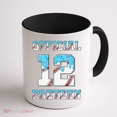 12th Birthday Baseball Drip Preteen Coffee Mug back