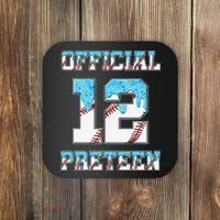 12th Birthday Baseball Drip Preteen Coaster thumb 0