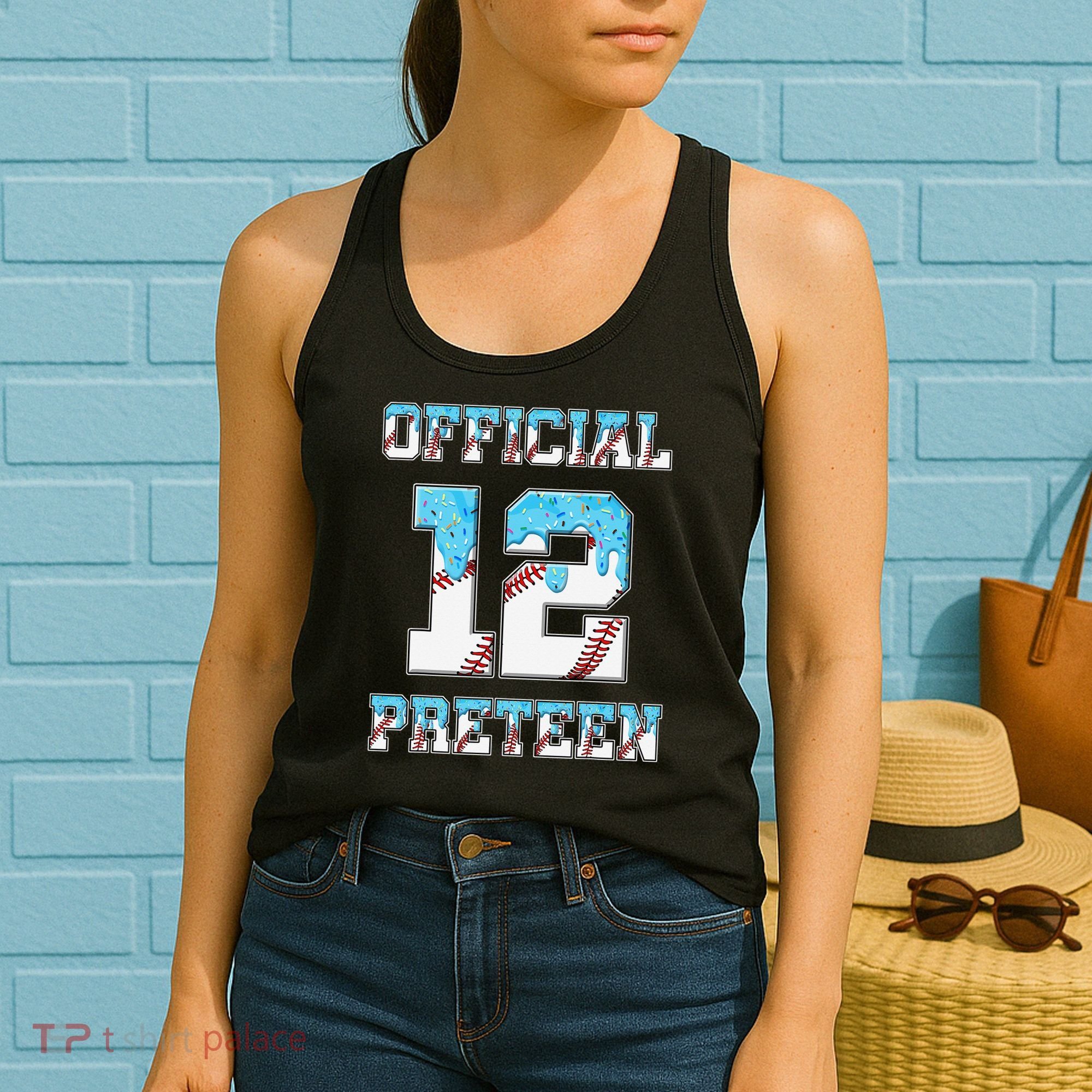 12th Birthday Baseball Drip Preteen Women's Tank Top