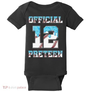 12th Birthday Baseball Drip Preteen Baby Bodysuit