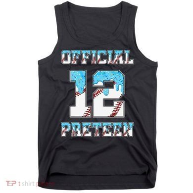 12th Birthday Baseball Drip Preteen Tank Top