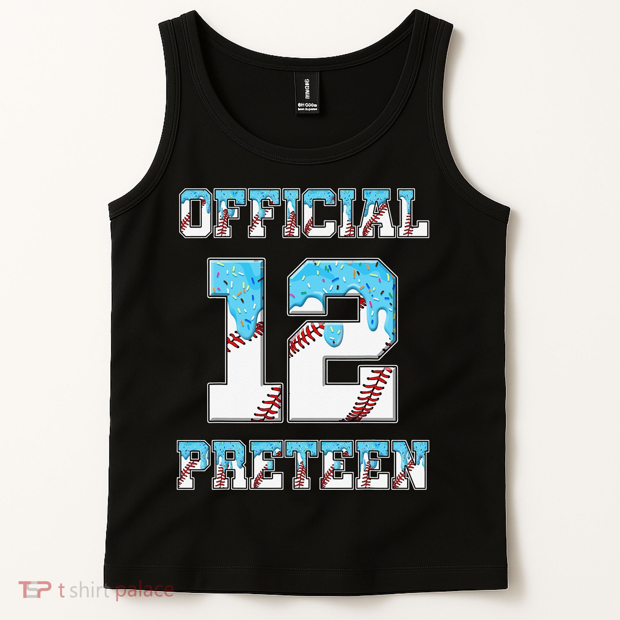 12th Birthday Baseball Drip Preteen Tank Top