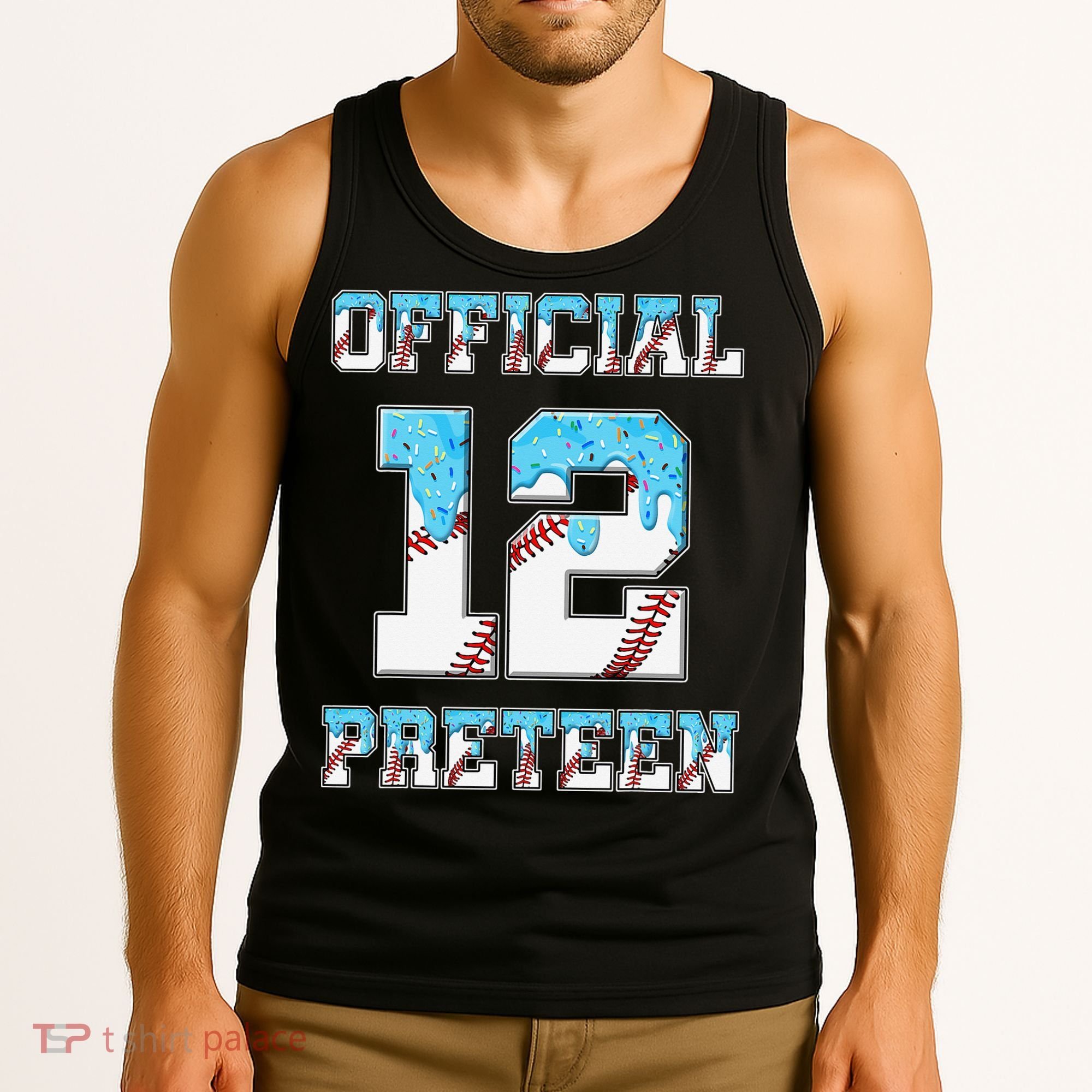 12th Birthday Baseball Drip Preteen Tank Top