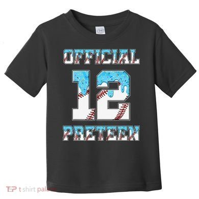 12th Birthday Baseball Drip Preteen Toddler T-Shirt