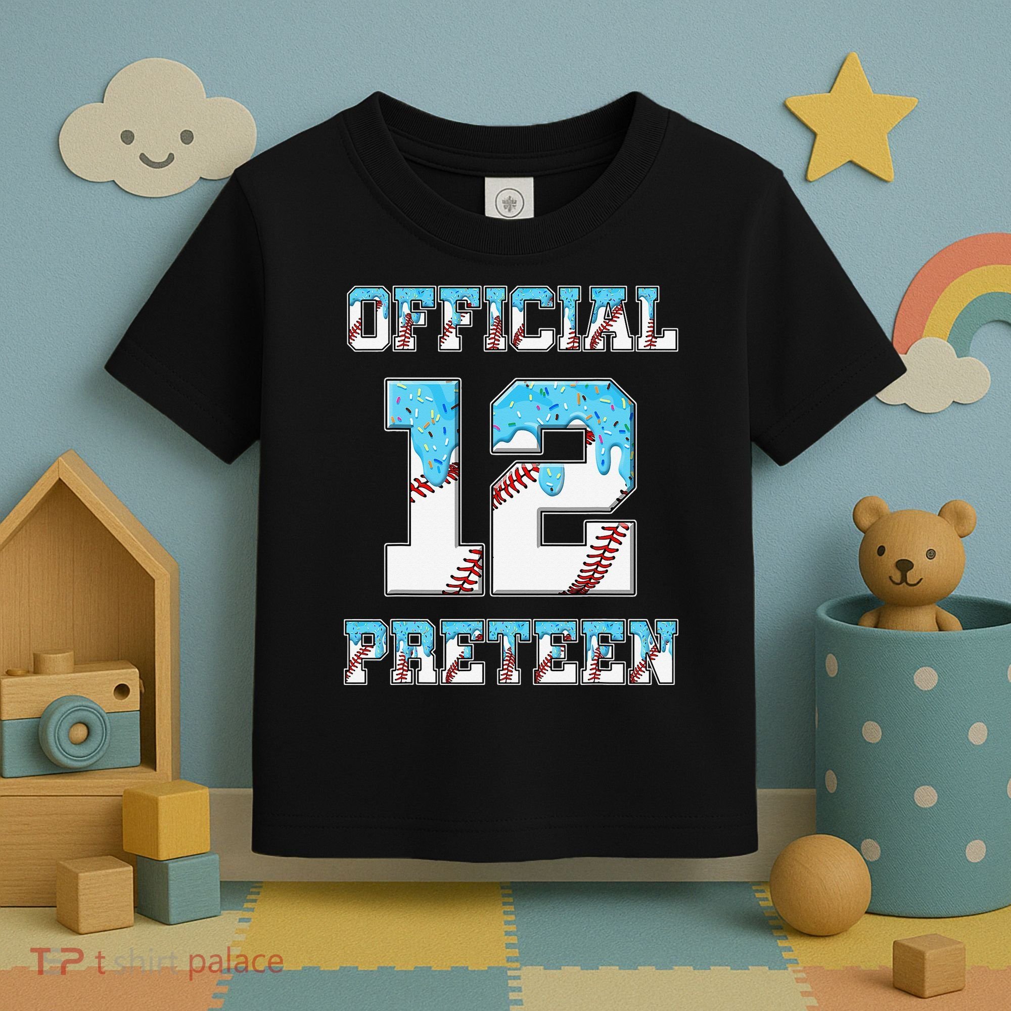 12th Birthday Baseball Drip Preteen Toddler T-Shirt