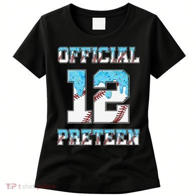 12th Birthday Baseball Drip Preteen Women's T-Shirt