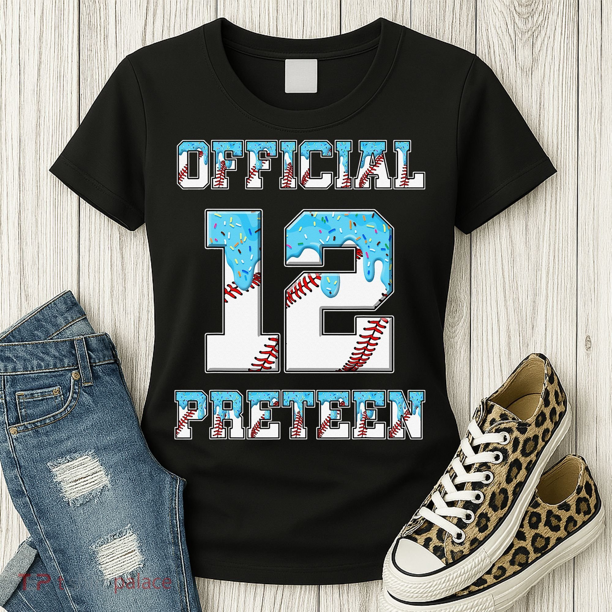 12th Birthday Baseball Drip Preteen Women's T-Shirt