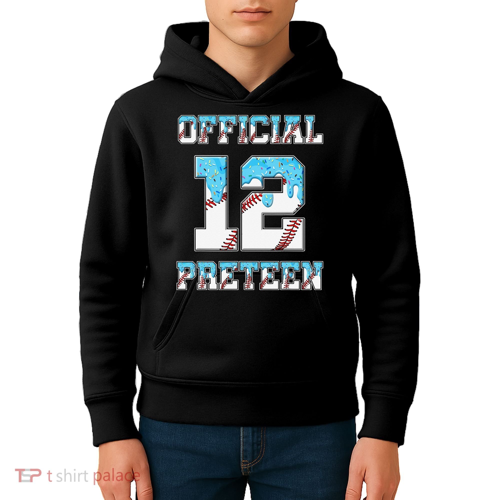 12th Birthday Baseball Drip Preteen Kids Hoodie