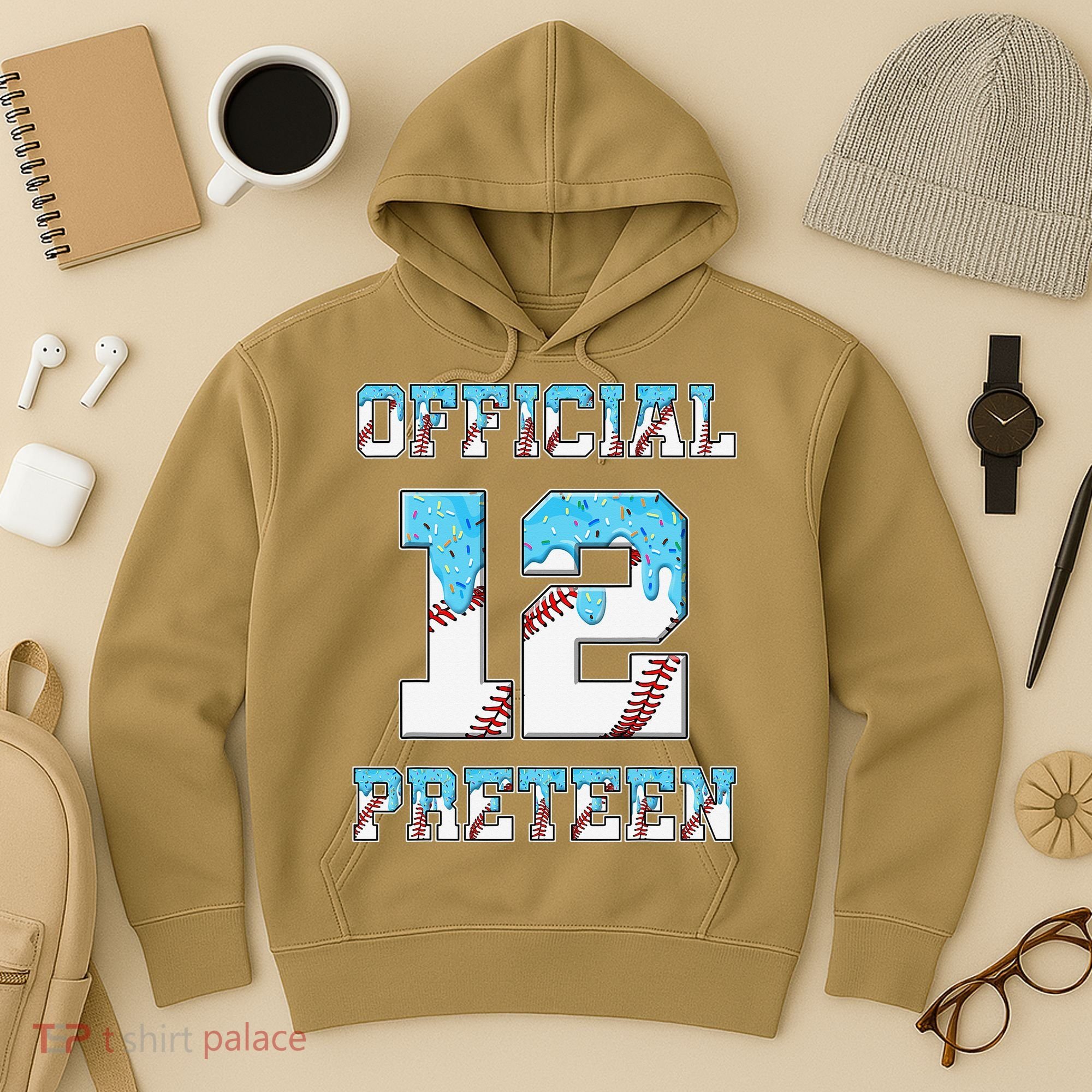 12th Birthday Baseball Drip Preteen Hoodie