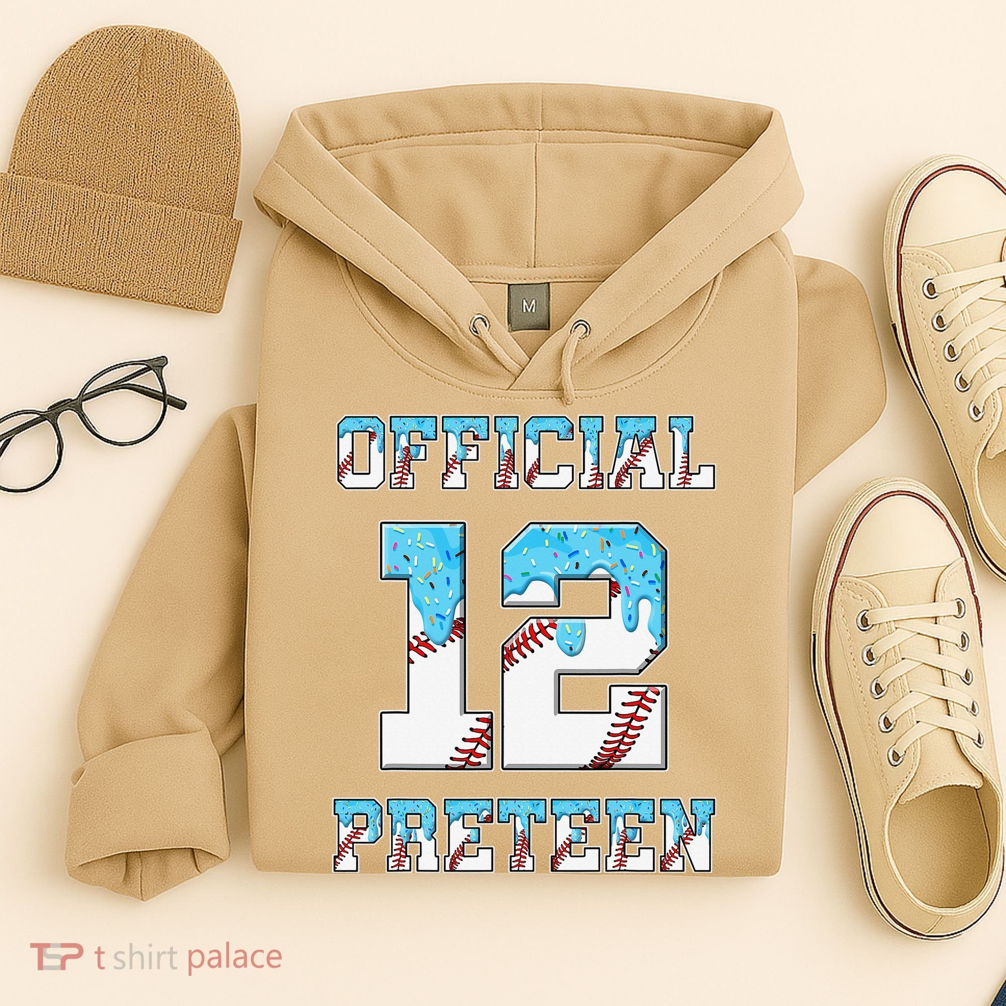 12th Birthday Baseball Drip Preteen Hoodie