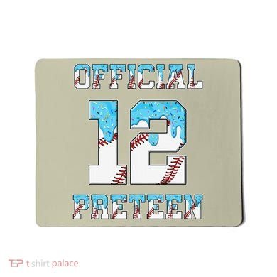 12th Birthday Baseball Drip Preteen Mousepad