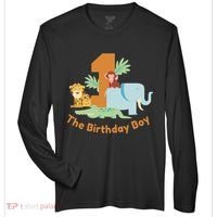1st Birthday Boy Animal Jungle Zone Performance Long-Sleeve T-Shirt thumb 0