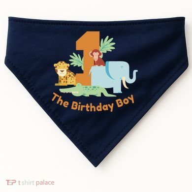 1st Birthday Boy Animal Jungle USA-Made Doggie Bandana
