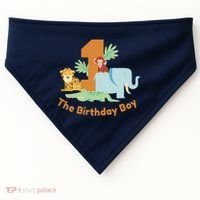 1st Birthday Boy Animal Jungle USA-Made Doggie Bandana thumb 0