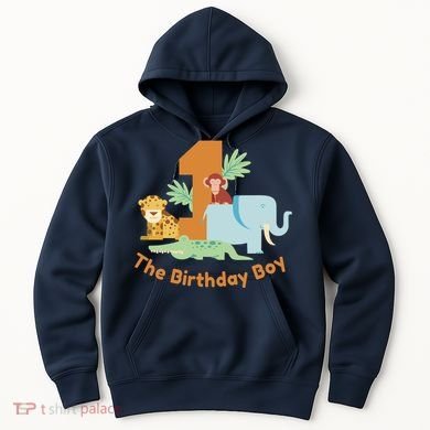 1st Birthday Boy Animal Jungle Hoodie