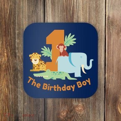 1st Birthday Boy Animal Jungle Coaster
