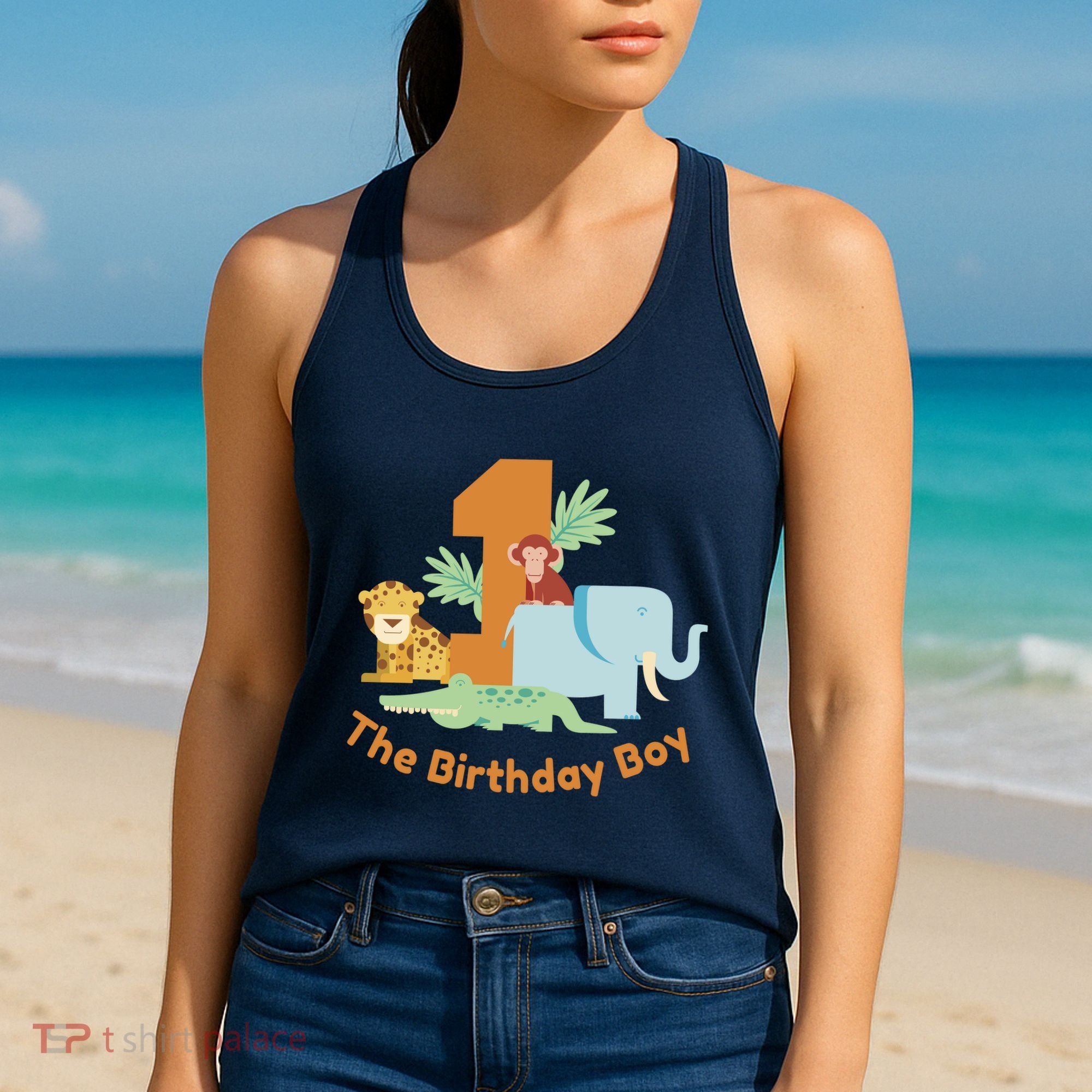 1st Birthday Boy Animal Jungle Women's Tank Top