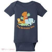 1st Birthday Boy Animal Jungle Baby Bodysuit thumb 0