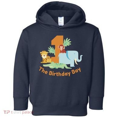 1st Birthday Boy Animal Jungle Toddler Hoodie