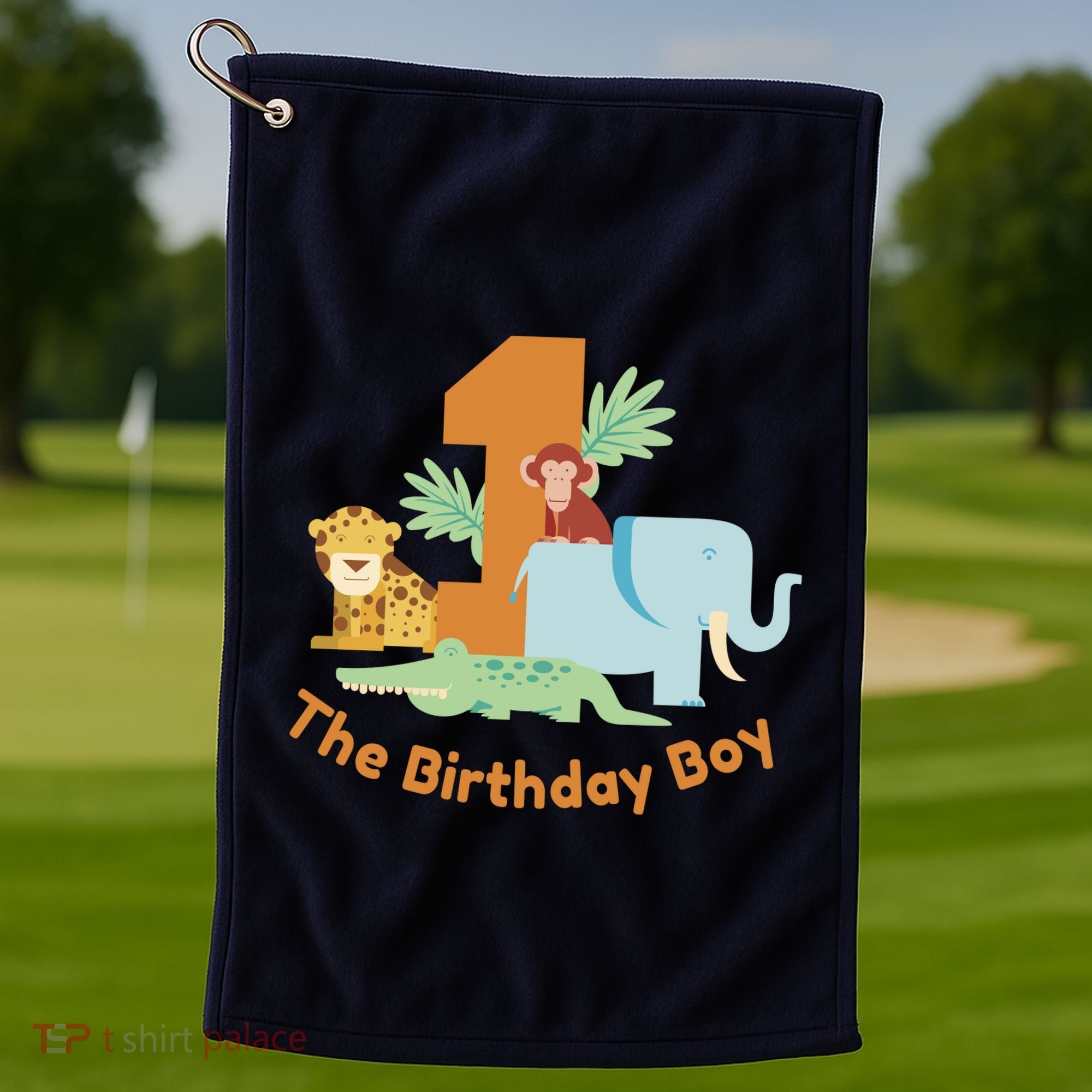 1st Birthday Boy Animal Jungle Golf Towel