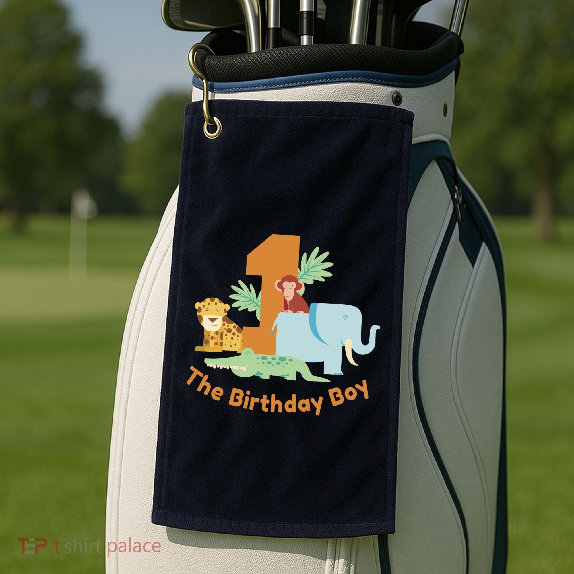 1st Birthday Boy Animal Jungle Golf Towel
