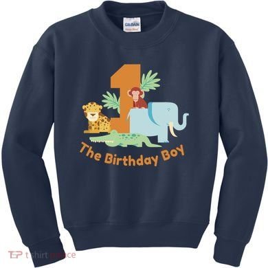 1st Birthday Boy Animal Jungle Kids Sweatshirt