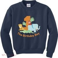 1st Birthday Boy Animal Jungle Kids Sweatshirt thumb 0