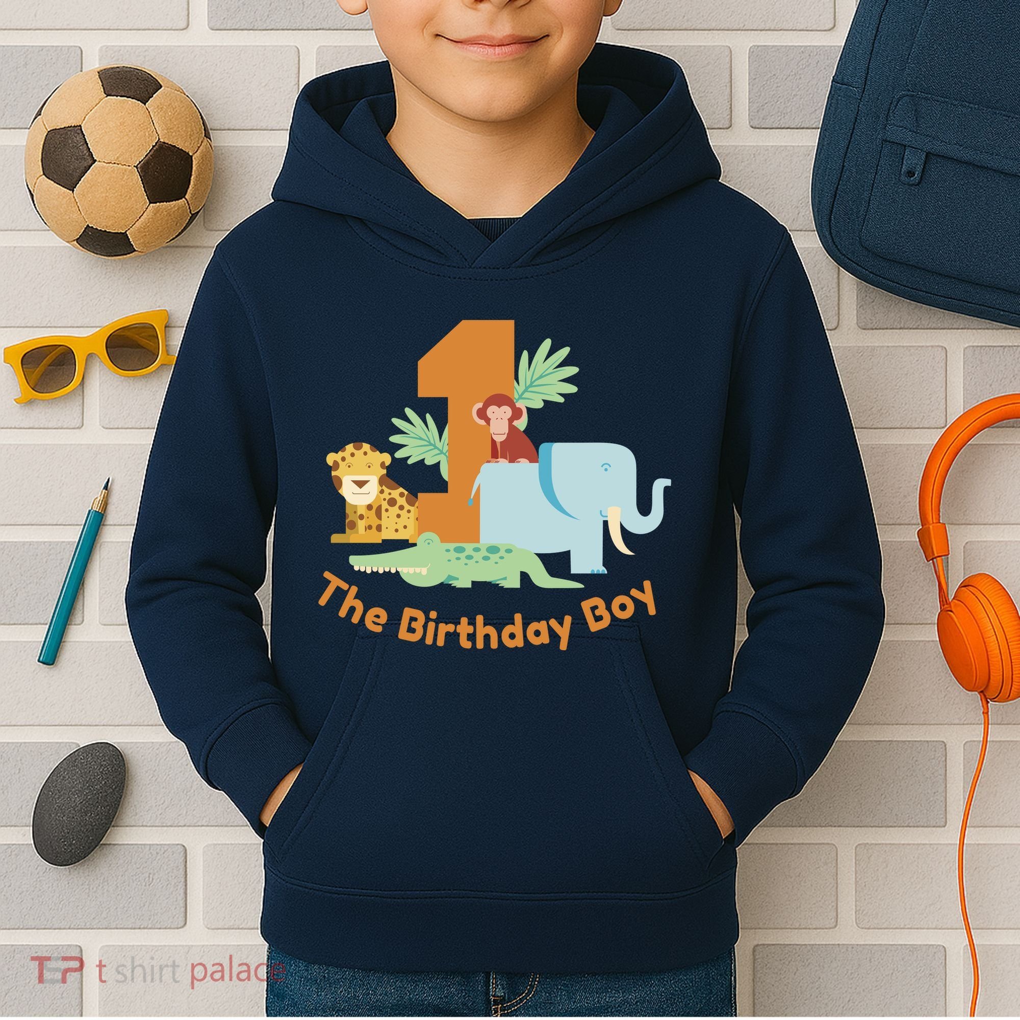 1st Birthday Boy Animal Jungle Kids Hoodie