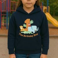 1st Birthday Boy Animal Jungle Kids Hoodie thumb 3