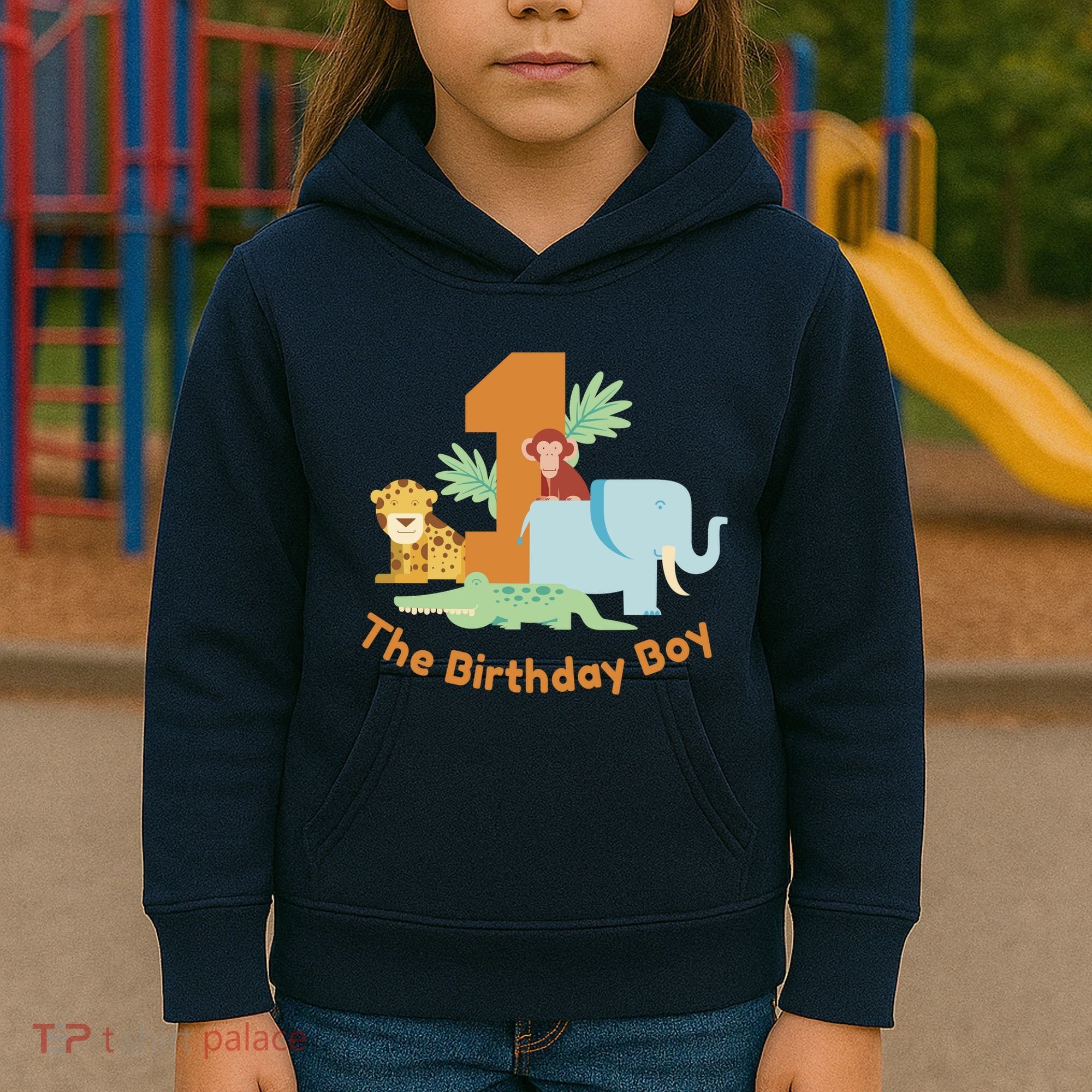 1st Birthday Boy Animal Jungle Kids Hoodie
