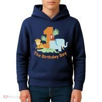 1st Birthday Boy Animal Jungle Kids Hoodie thumb 4