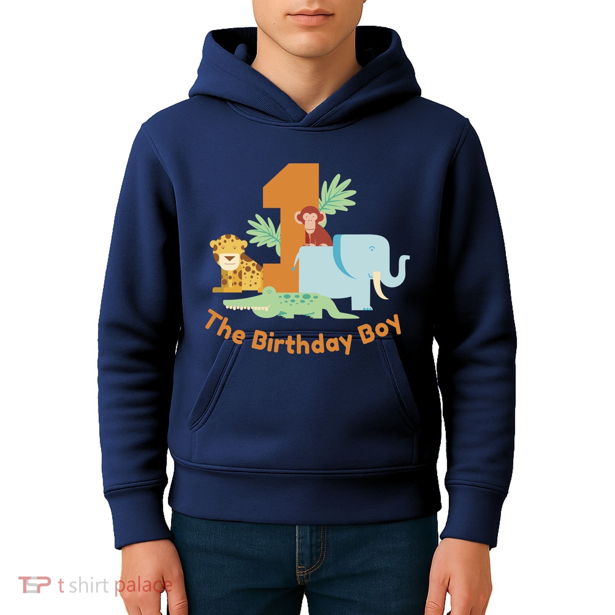 1st Birthday Boy Animal Jungle Kids Hoodie