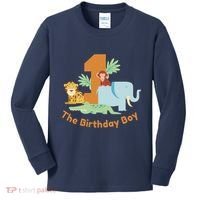 1st Birthday Boy Animal Jungle Kids Long Sleeve Shirt thumb 0