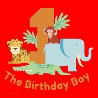 1st Birthday Boy Animal Jungle Santa Hat thumb 1
