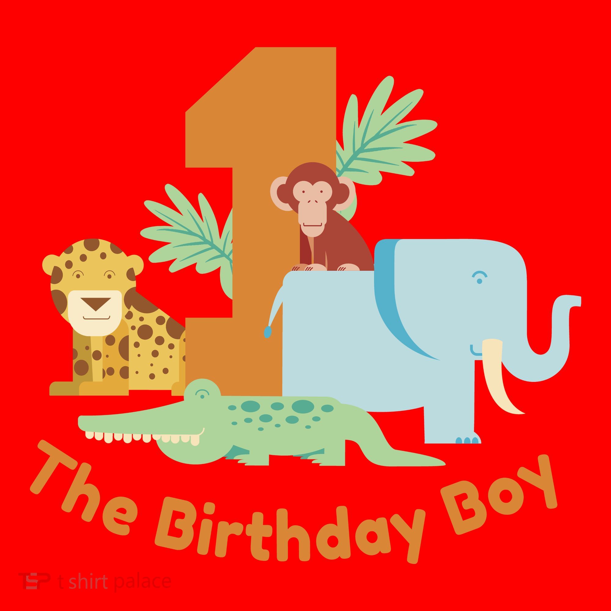 1st Birthday Boy Animal Jungle Santa Hat