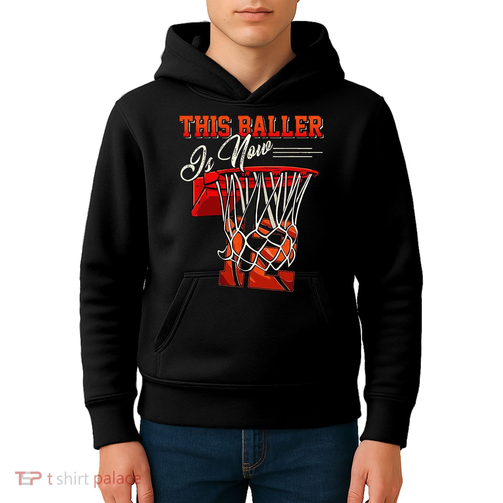 12th Birthday Basketball 12 Years Old Gift Kids Hoodie
