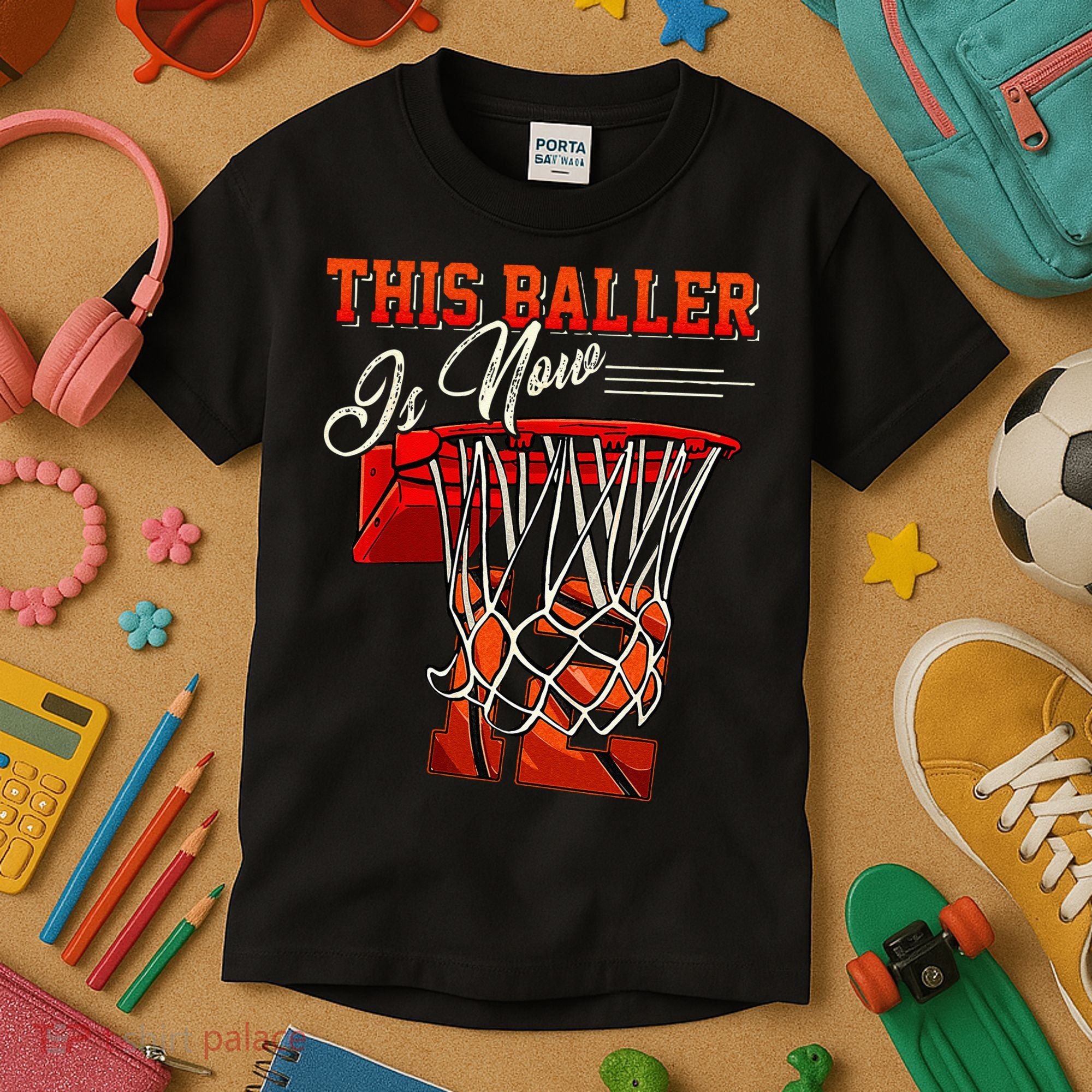 12th Birthday Basketball 12 Years Old Gift Kids T-Shirt